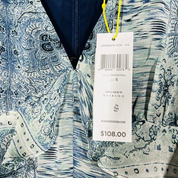 NEW! BCBGeneration Deep V Romper Long Sleeve Semi Sheer Light - 6 - Picture 5 of 7